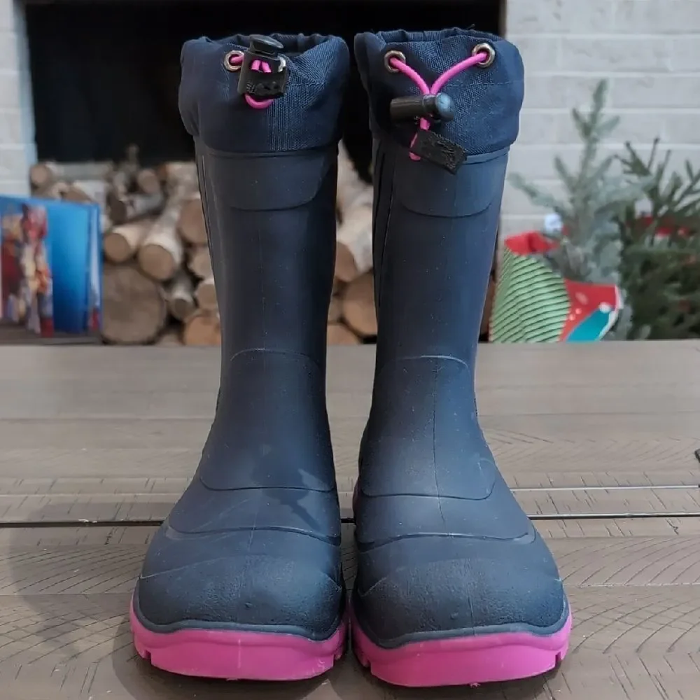Kamik Blue & Pink Rubber Waterproof Rain & Snow Winter Boots Sz 5